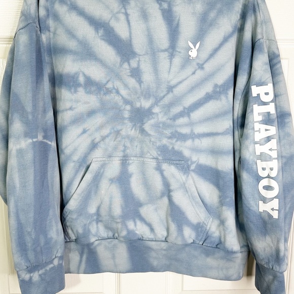 Playboy x PacSun Spiral Tie Dye Bunny Hoodie Blue Women’s Sz S - Picture 5 of 11